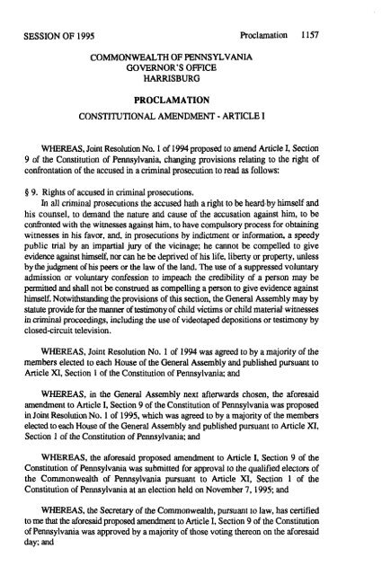 adoption of constitutional amendment - Article I, Section 9