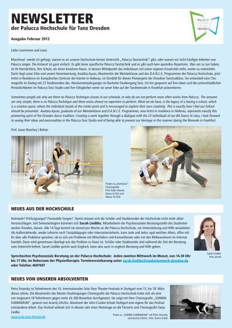 Newsletter, Februar 2012 - Palucca Schule Dresden - Hochschule ...