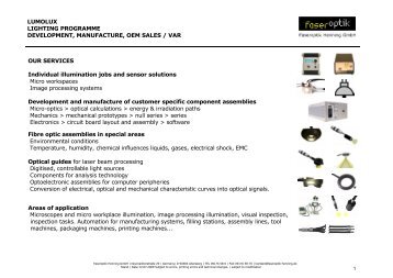 LUMOLUX LIGHTING PROGRAMME ... - Faseroptik Henning Gmbh