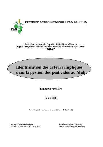 Identification des acteurs impliquÃ©s dans la gestion des pesticides ...