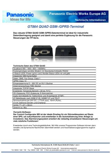 GT864 QUAD GSM / GPRS Terminal - Panasonic Electric Works ...