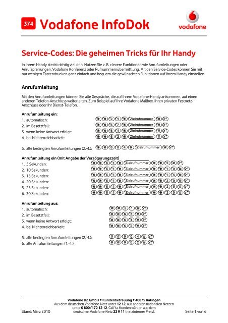 Infodok 374: Service-Codes: Die geheimen Tricks f