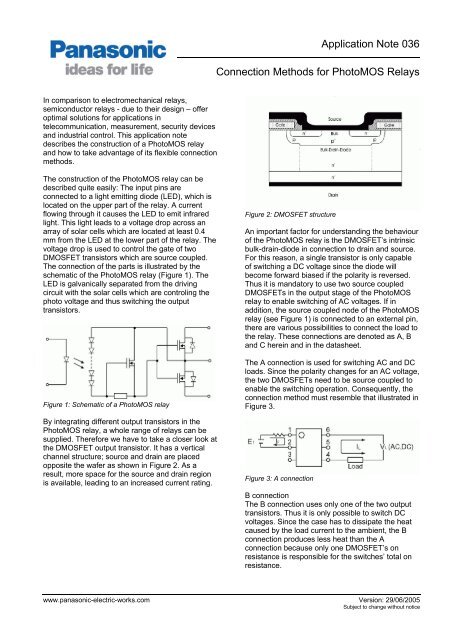 Connection Methods for PhotoMOS Relays - Panasonic Electric ...