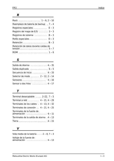 Manual de Hardware - Panasonic Electric Works