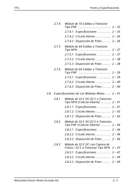 Manual de Hardware - Panasonic Electric Works