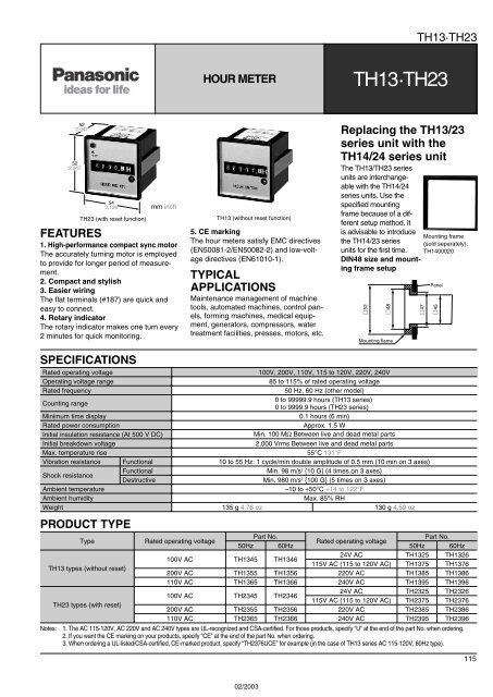 TH1/ TH2/ TH4/ TH5 - hour meter - Panasonic Electric Works Europe ...