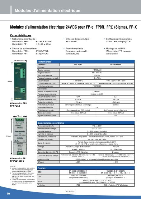 Brochure Automates programmables industriels - Panasonic Electric ...