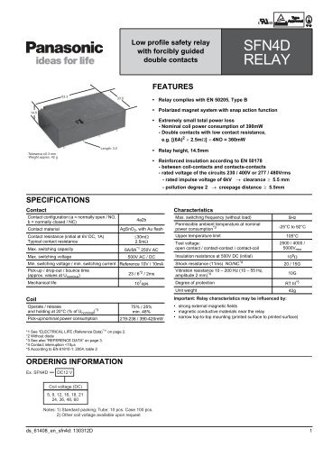 SFN4D Relay Catalog - Panasonic Electric Works Europe AG