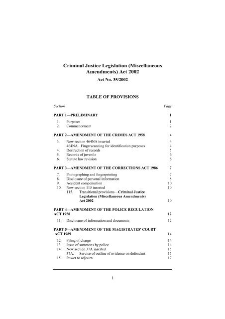 Criminal Justice Legislation (Miscellaneous Amendments) Act 2002