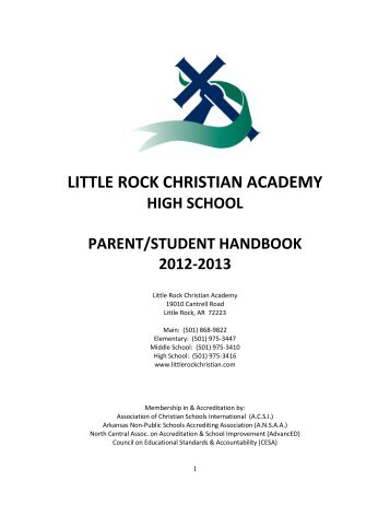 HS Parent/Student Handbook - Little Rock Christian Academy