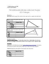 Activity and Worksheet The relationship between ... - Math Warehouse