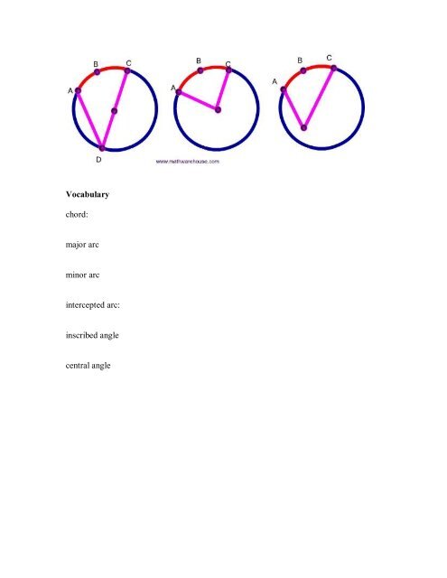 Inscribed and Central Angles in a Circle Play ... - Math Warehouse