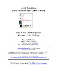 Real World Linear Equation Worksheet and Activity - Math Warehouse