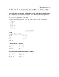 Add and Subtract Integers Worksheet - Math Warehouse