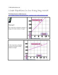 Linear Equations- real world application activity - Math Warehouse