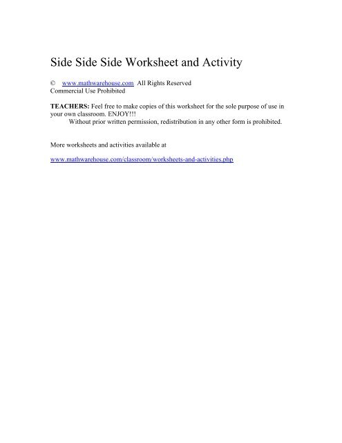 Side Side Side Worksheet and Activity - Math Warehouse