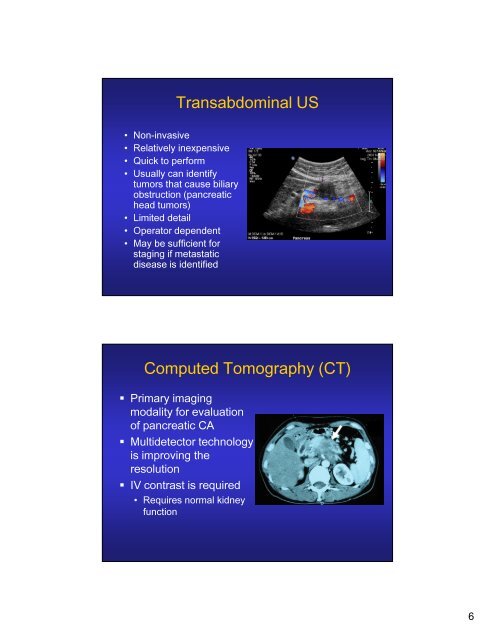 Pancreatic Cancer: Current Diagnostic Tools Clinical Presentation