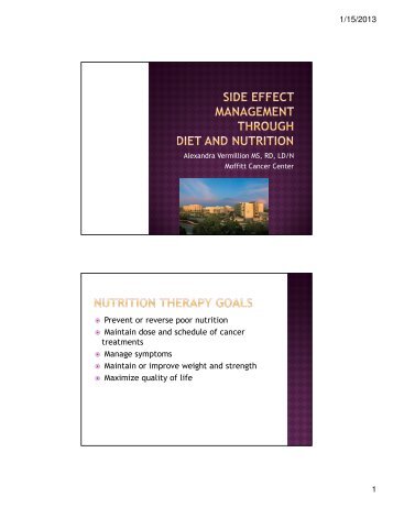 Side Effect Management through Diet and Nutrition