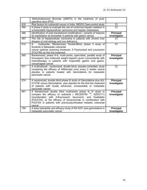 CURRICULUM VITAE - Pancreatic Cancer India