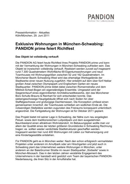 Exklusive Wohnungen in MÃ¼nchen-Schwabing ... - PANDION AG