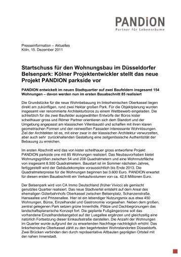 Startschuss fÃ¼r den Wohnungsbau im DÃ¼sseldorfer ... - PANDION AG