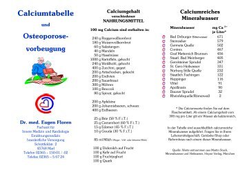 Calcium-Tabelle - Dr. med. Eugen Floren