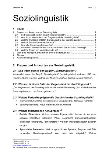 Soziolinguistik - pangloss.de