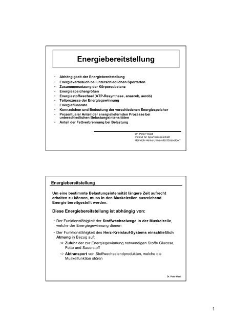 Energiebereitstellung - Heinrich-Heine-Universität Düsseldorf