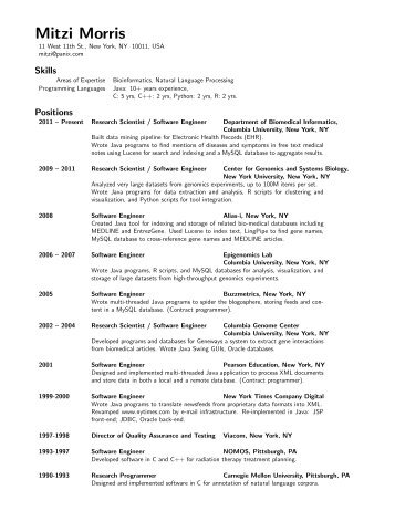 Mitzi Morris Resume 2011 - Panix