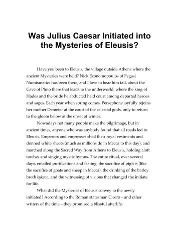 Was Julius Caesar Initiated into the Mysteries of Eleusis? - Panix