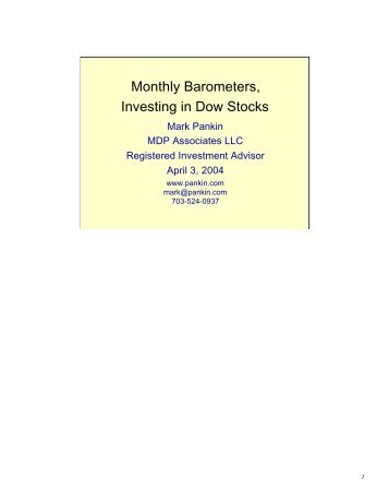 Monthly Barometers, Investing in Dow Stocks - Mark Pankin Home ...