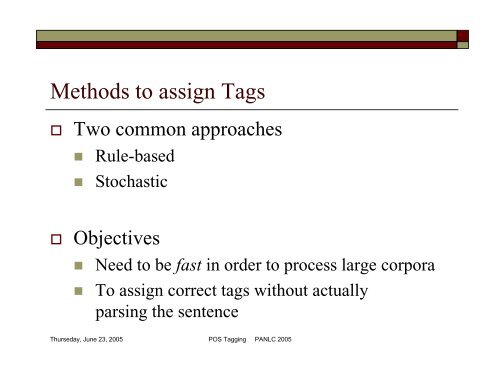 POS Tagging and Corpus-Based Lexical ... - PAN Localization