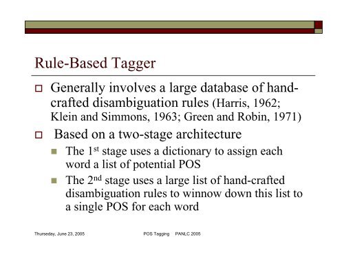 POS Tagging and Corpus-Based Lexical ... - PAN Localization