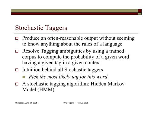 POS Tagging and Corpus-Based Lexical ... - PAN Localization