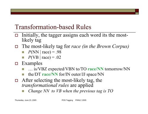 POS Tagging and Corpus-Based Lexical ... - PAN Localization