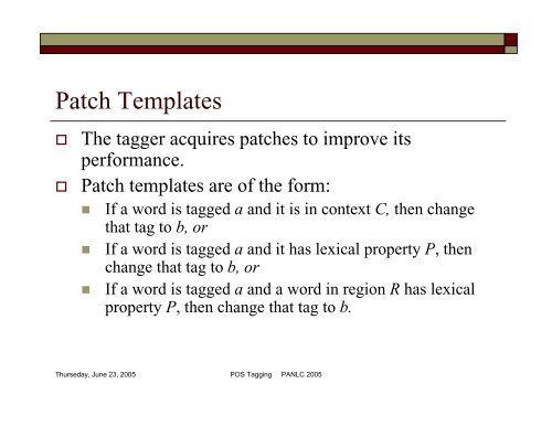 POS Tagging and Corpus-Based Lexical ... - PAN Localization