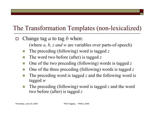 POS Tagging and Corpus-Based Lexical ... - PAN Localization