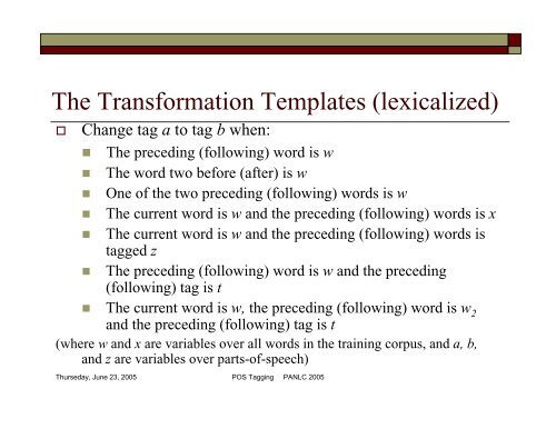 POS Tagging and Corpus-Based Lexical ... - PAN Localization