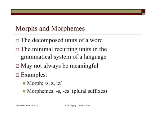 POS Tagging and Corpus-Based Lexical ... - PAN Localization