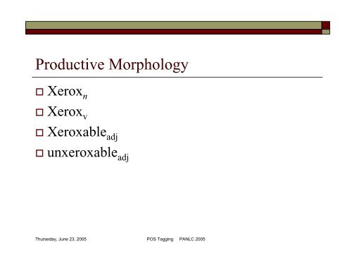 POS Tagging and Corpus-Based Lexical ... - PAN Localization