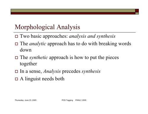 POS Tagging and Corpus-Based Lexical ... - PAN Localization