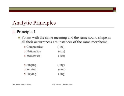 POS Tagging and Corpus-Based Lexical ... - PAN Localization