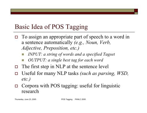 POS Tagging and Corpus-Based Lexical ... - PAN Localization