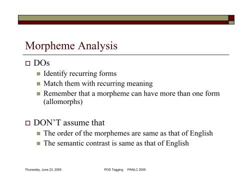 POS Tagging and Corpus-Based Lexical ... - PAN Localization