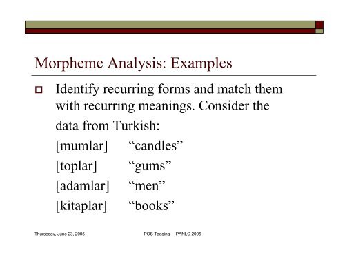 POS Tagging and Corpus-Based Lexical ... - PAN Localization