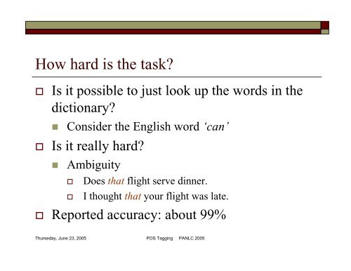 POS Tagging and Corpus-Based Lexical ... - PAN Localization