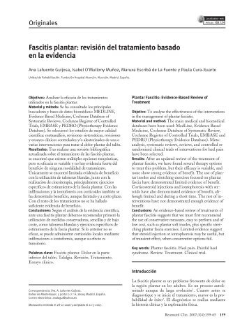 Fascitis plantar: revisiÃ³n del tratamiento basado en la evidencia