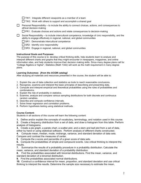 Course Syllabus - Panola College