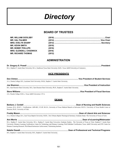 12. Directory - Panola College