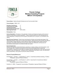 Panola College Medical Assisting Program MDCA 1310 Syllabus